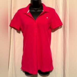 Lilly‎ Pulitzer Chic Fit Women's Sz M Collared Polo Shirt Pink & Palm Tree Logo